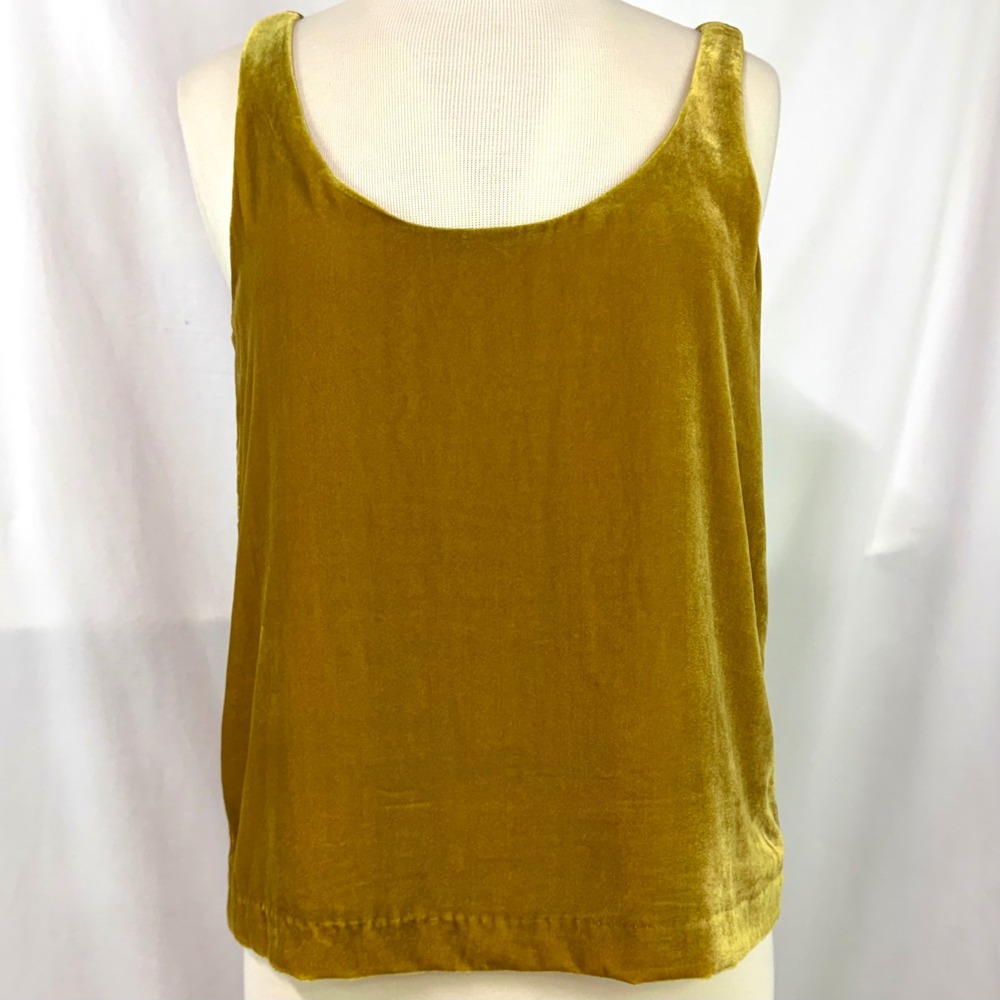 J.CREW NEW Gold Velvet Scoop Neck Tank Top Womens 6 Keyhole Back Holiday Evening